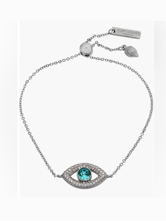 Kurt Geiger Jewelry - Kurt Geiger London Silver Tone Evil Eye Bracelet with Teal Crystal